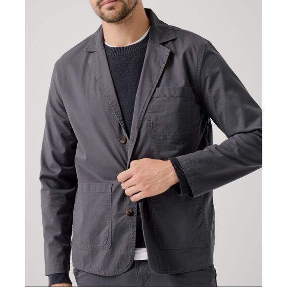 Pact Men's Boulevard Brushed Twill Blazer Gray Organic Cotton Size Large - Picture 1 of 10